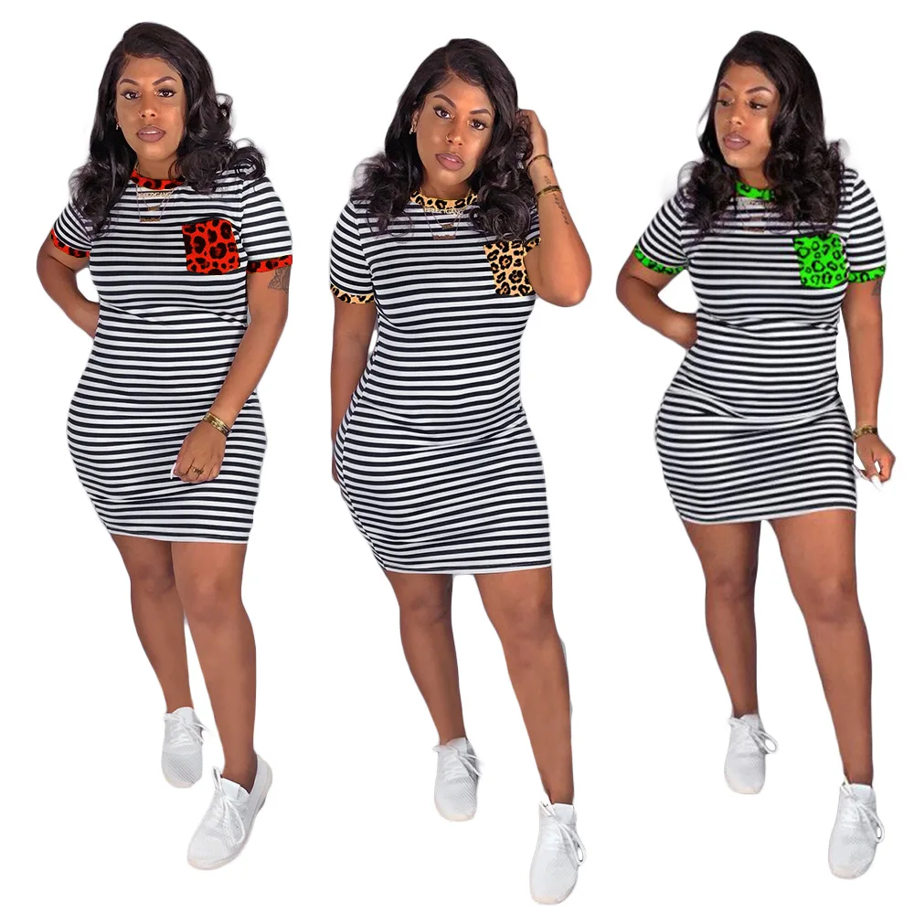 L095 Ladies Home Casual Dress Fashion Striped Stitching Leopard Print Pocket Mid-Waist Round Neck Pullover Dress Women
L095 Ladies Home Casual Dress Fashion Striped Stitching Leopard Print Pocket Mid-Waist Round Neck Pullover Dress Women