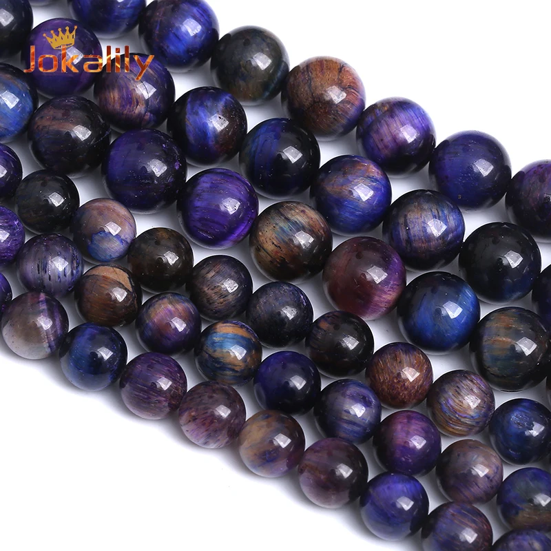 

Natural Galxy Purple Tiger Eye Stone Round Loose Spacers Beads For Jewelry Making DIY Bracelets Necklaces 4 6 8 10 12mm 15" AAA+