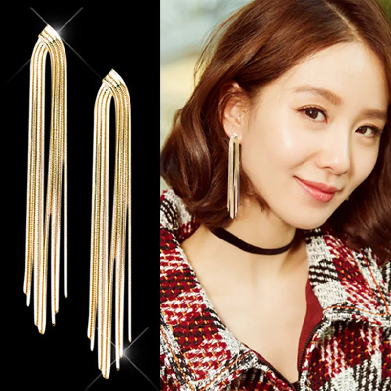 2022 New Vintage Gold Color Bar Long Thread Tassel Drop Earrings For Women Glossy Arc Geometric Korean Earring Fashion Jewelry
2022 New Vintage Gold Color Bar Long Thread Tassel Drop Earrings For Women Glossy Arc Geometric Korean Earring Fashion Jewelry