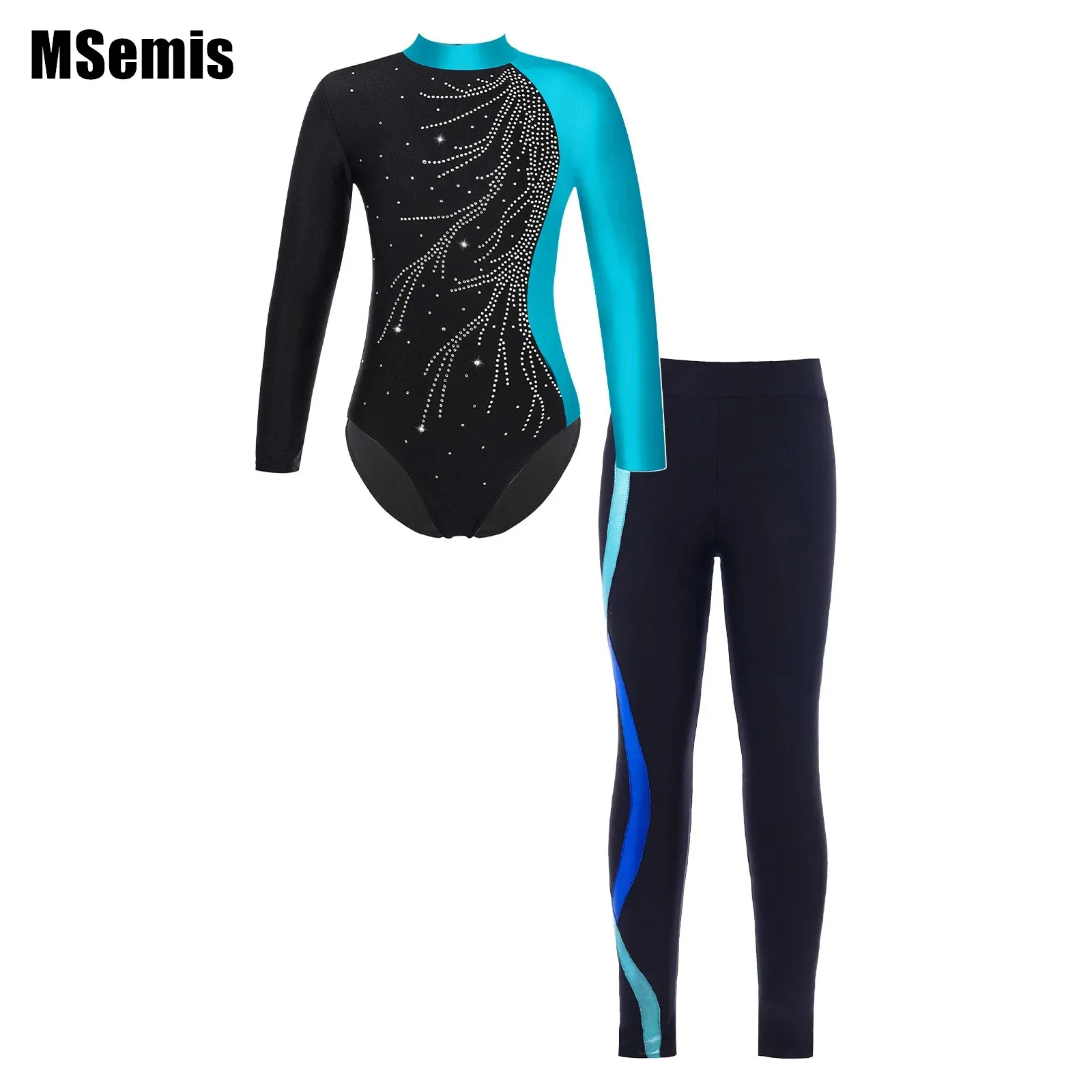 Kids Girls Shiny Dance Set Long Sleeve Rhinestones Adorned Mock Neck Back Leotard with Elastic Waistband Pants
Kids Girls Shiny Dance Set Long Sleeve Rhinestones Adorned Mock Neck Back Leotard with Elastic Waistband Pants