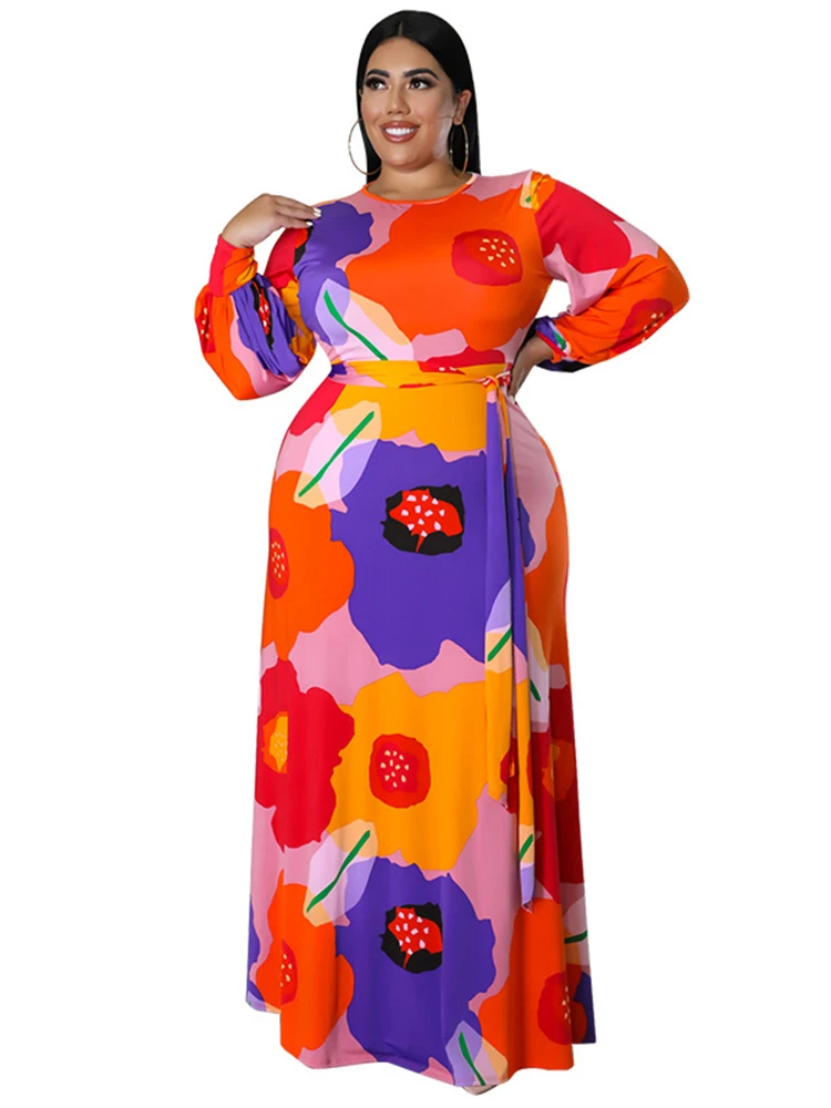 5XL Plus Size Long Dresses For Women Lace Up High Waist Robes Spring Autumn Fashion Floral Print Streetwear Sweet Oversize Dress
5XL Plus Size Long Dresses For Women Lace Up High Waist Robes Spring Autumn Fashion Floral Print Streetwear Sweet Oversize Dress