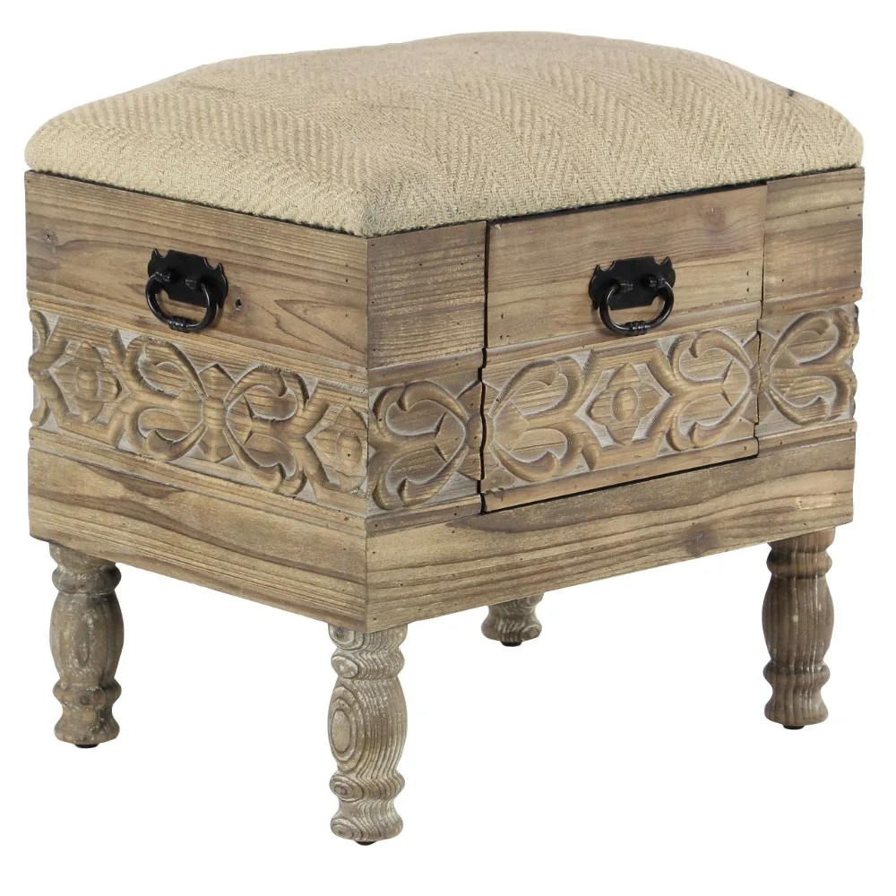 DecMode Wood Floral Intricately Carved Storage Stool with Cream Burlap Top, Beige
DecMode Wood Floral Intricately Carved Storage Stool with Cream Burlap Top, Beige