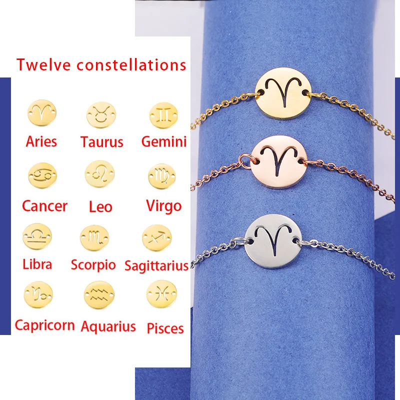 Hot Selling Simple and Fashionable Mirror Stainless Steel Titanium Circular Hollow The Zodiac signs Women Children's Bracelet
Hot Selling Simple and Fashionable Mirror Stainless Steel Titanium Circular Hollow The Zodiac signs Women Children's Bracelet