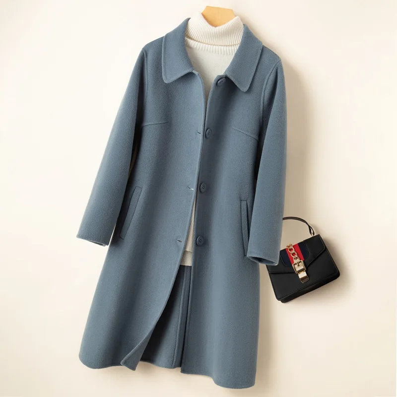 2023 New Autumn and Winter Double sided Cashmere Coat Women's Mid length Doll Neck Casual Loose Straight Tube Woolen Woolen Coat
2023 New Autumn and Winter Double sided Cashmere Coat Women's Mid length Doll Neck Casual Loose Straight Tube Woolen Woolen Coat