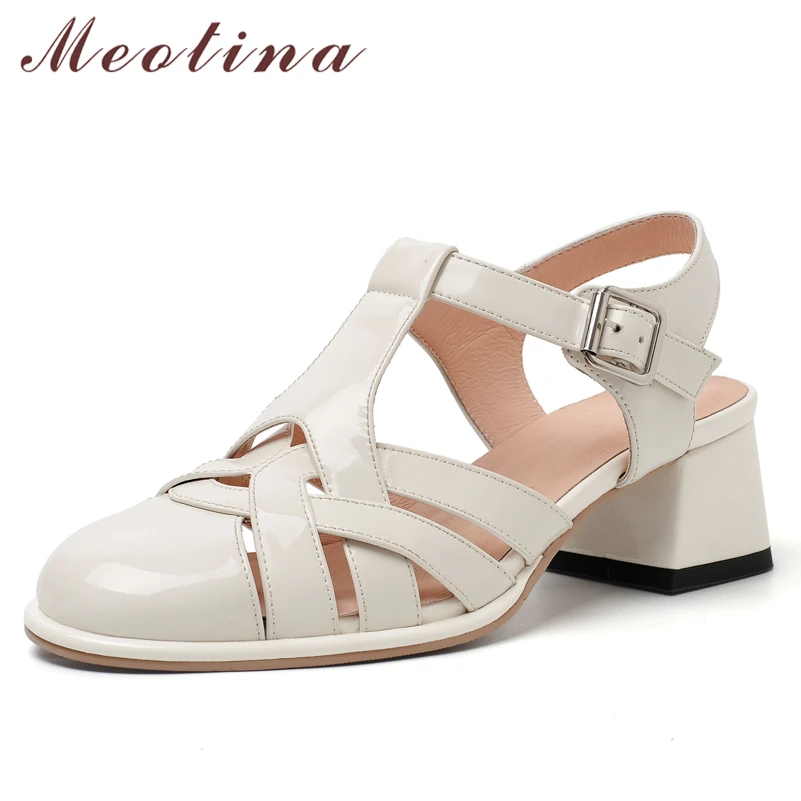 Meotina Women Genuine Leather Gladiator Shoes High Heel Summer Buckle Sandals Thick Heel Narrow Band Ladies Footwear Beige Gray
Meotina Women Genuine Leather Gladiator Shoes High Heel Summer Buckle Sandals Thick Heel Narrow Band Ladies Footwear Beige Gray