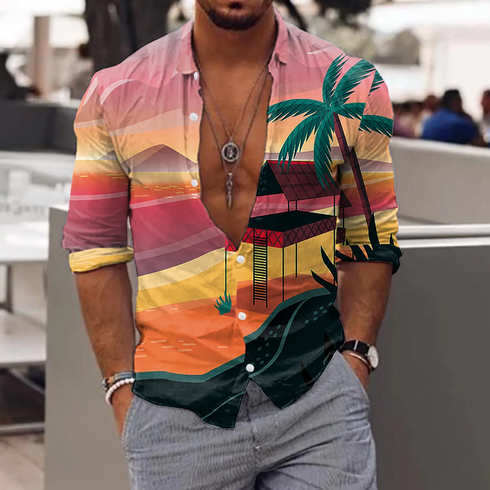2022 Luxury Hawaiian Men's Sunset Landscape Shirt 3d Printed Painting Style Long Sleeve Blouse Traveling Tops Tee Shirt Homme
2022 Luxury Hawaiian Men's Sunset Landscape Shirt 3d Printed Painting Style Long Sleeve Blouse Traveling Tops Tee Shirt Homme