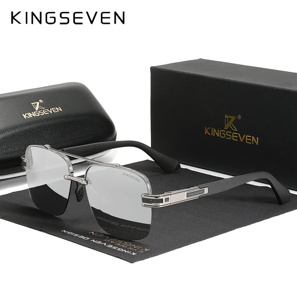 

KINGSEVEN 2022 New Design Sunglasses For Men Polarized Gradient Sun glasses Women Men Semi-Rimless Square Retro Eyewear Okulary