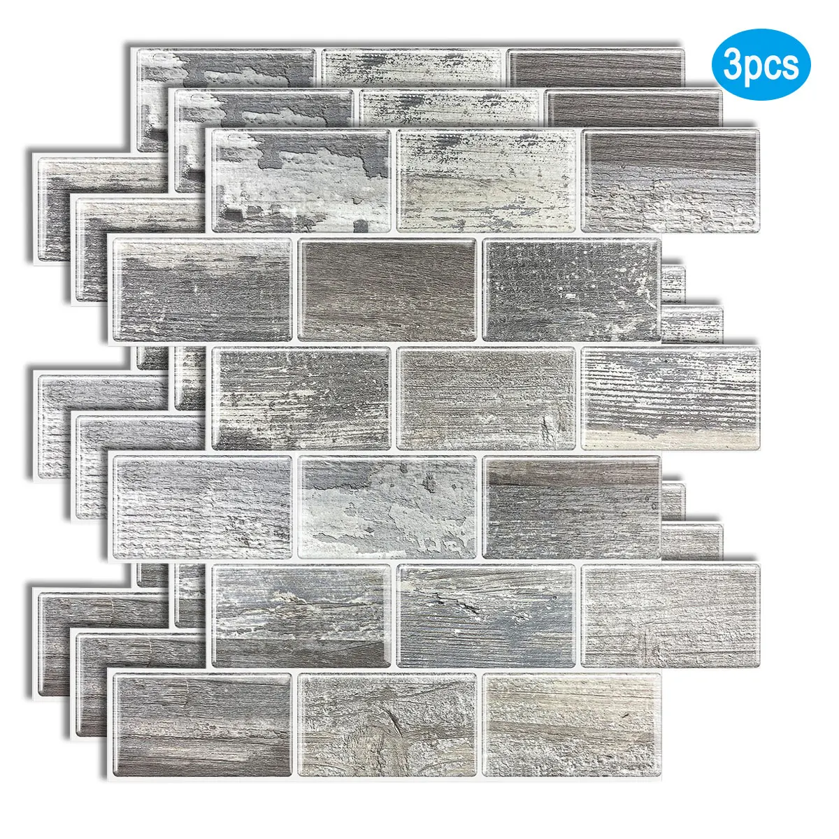 3 Sheets Grey Wooden Surface Design 3D Self Adhesive Backsplash Tile Stickers Waterproof & Oil-proof
3 Sheets Grey Wooden Surface Design 3D Self Adhesive Backsplash Tile Stickers Waterproof & Oil-proof