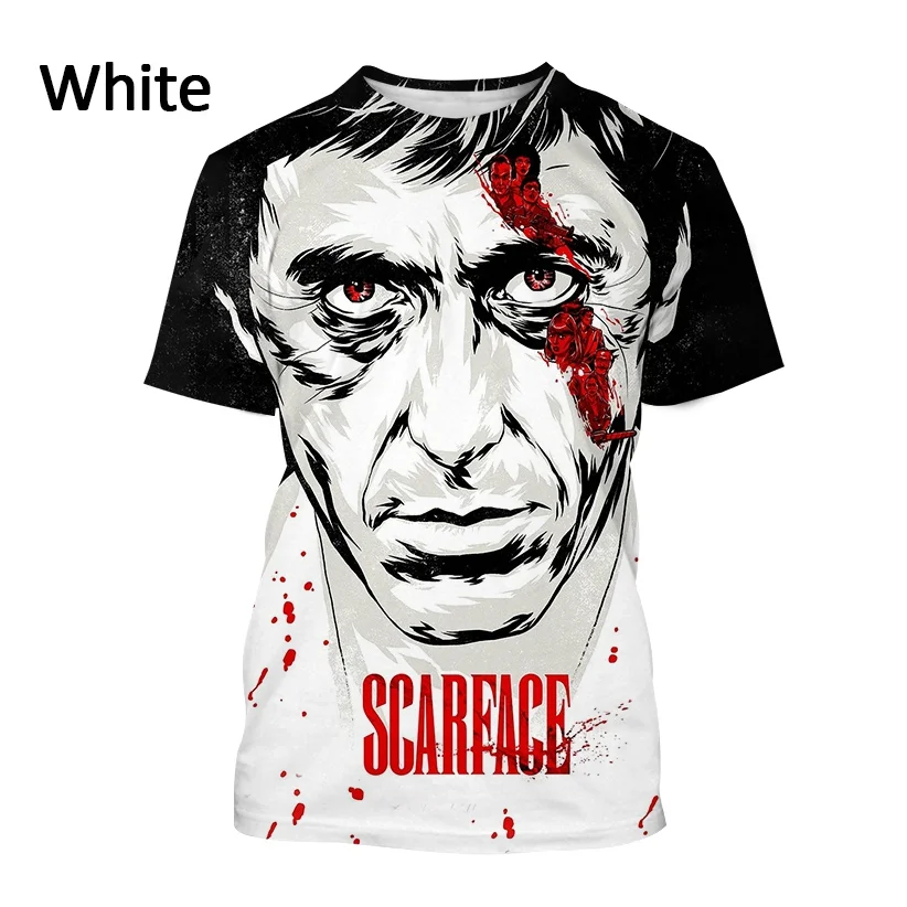 

Лидер продаж, Классическая модная футболка с 3D принтом фильма S-Scarface, летняя повседневная футболка с круглым вырезом и коротким рукавом, уличная футболка в стиле хип-хоп