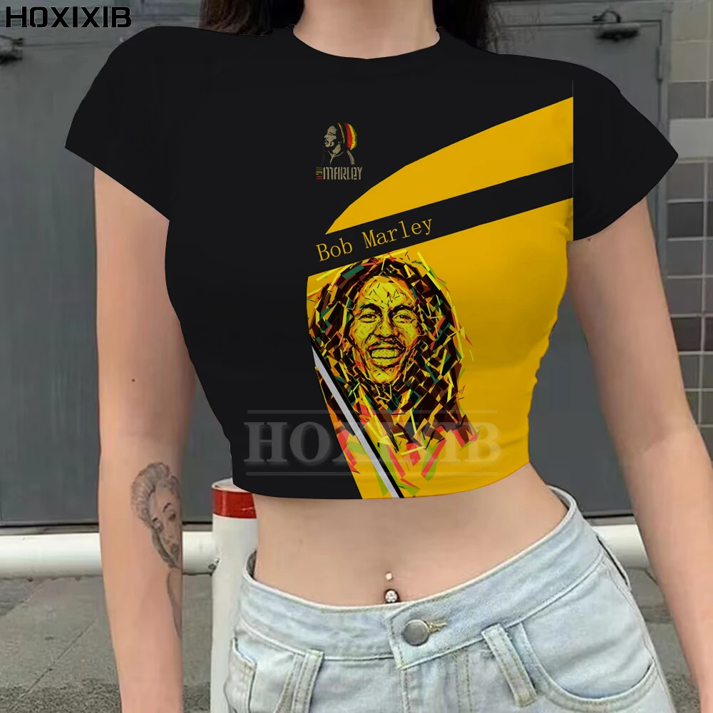 Футболка hoxib Bob Marley Женская одежда с 3D принтом, пикантный облегающий топ с завышенной талией и коротким рукавом, рисунок Raggie музыкальный певец 
Футболка hoxib Bob Marley Женская одежда с 3D принтом, пикантный облегающий топ с завышенной талией и коротким рукавом, рисунок Raggie музыкальный певец