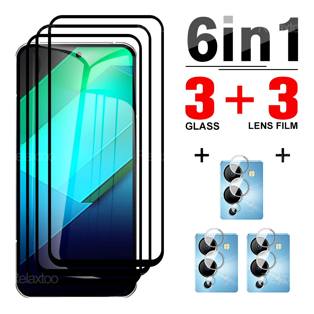 

6 в 1 полное покрытие для Infinix Note 12 G96 VIP 12 закаленное стекло для Infinix note 11pro 11s 11i HD защитная пленка для объектива камеры