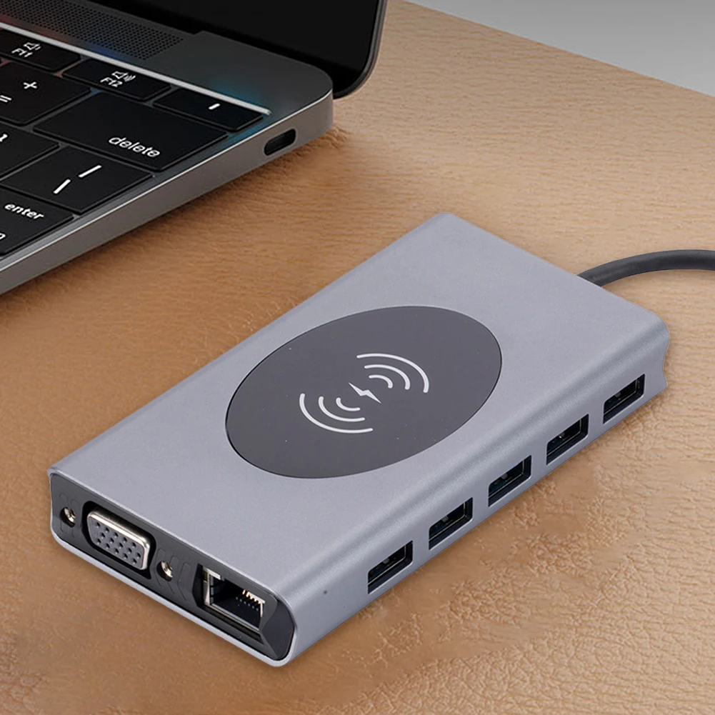 13 in 1 Dock Station 4K HDMI-Compatible USB Hub PD 100W Type C Splitter Wireless Charging Micro SD Card Reader VGA USB3.0 USB3.1
13 in 1 Dock Station 4K HDMI-Compatible USB Hub PD 100W Type C Splitter Wireless Charging Micro SD Card Reader VGA USB3.0 USB3.1