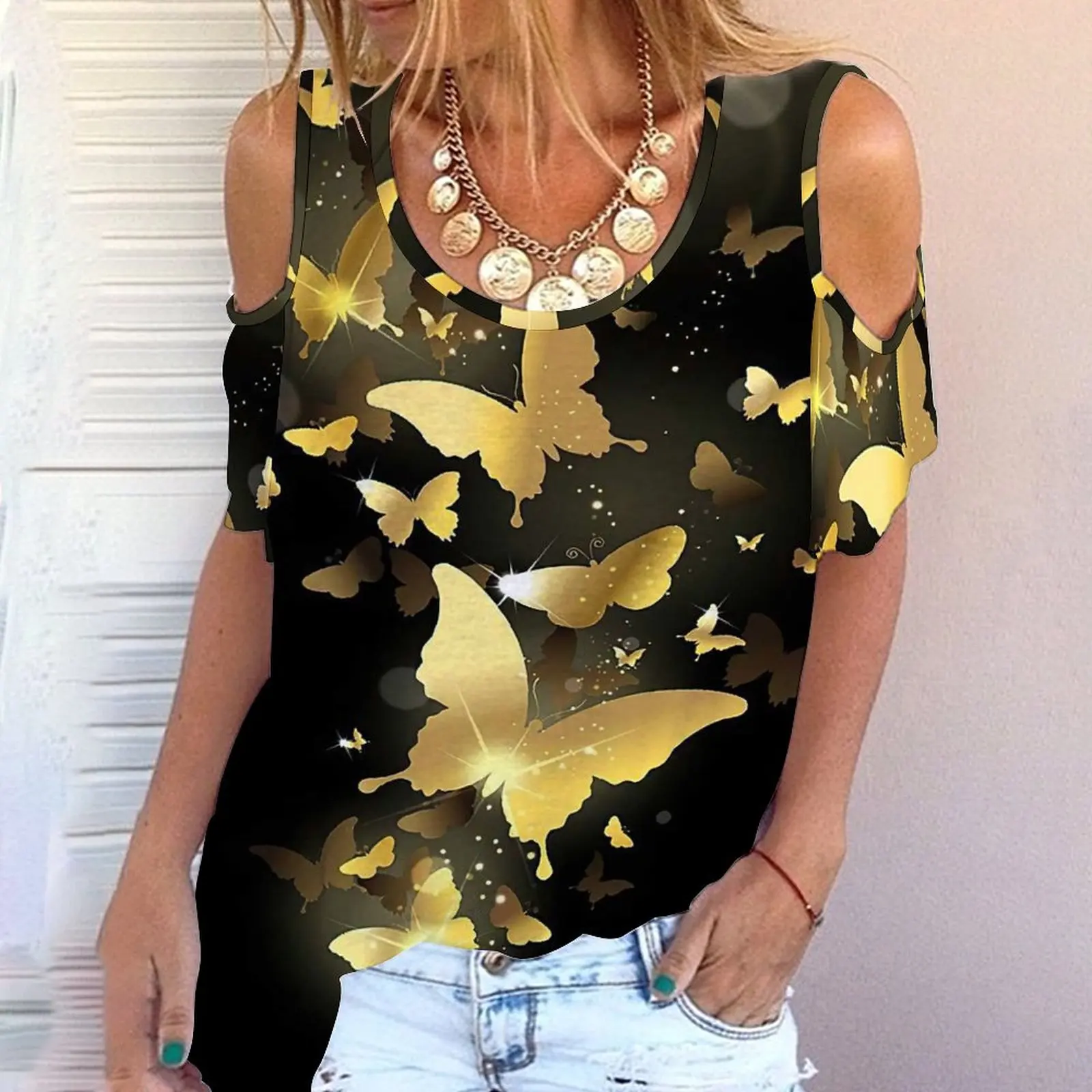 2022 Summer New Foreign trade T-shirt women's off shoulder Printed Butterfly off shoulder o-neck short sleeve T-shirt
2022 Summer New Foreign trade T-shirt women's off shoulder Printed Butterfly off shoulder o-neck short sleeve T-shirt
