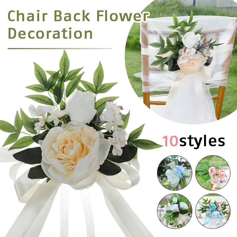 Wedding Chair Decoration Flower Ribbon Chair Back Forest Style Hotel Decoration Props Creative Banquet Wedding Chair Back Flower 
Wedding Chair Decoration Flower Ribbon Chair Back Forest Style Hotel Decoration Props Creative Banquet Wedding Chair Back Flower