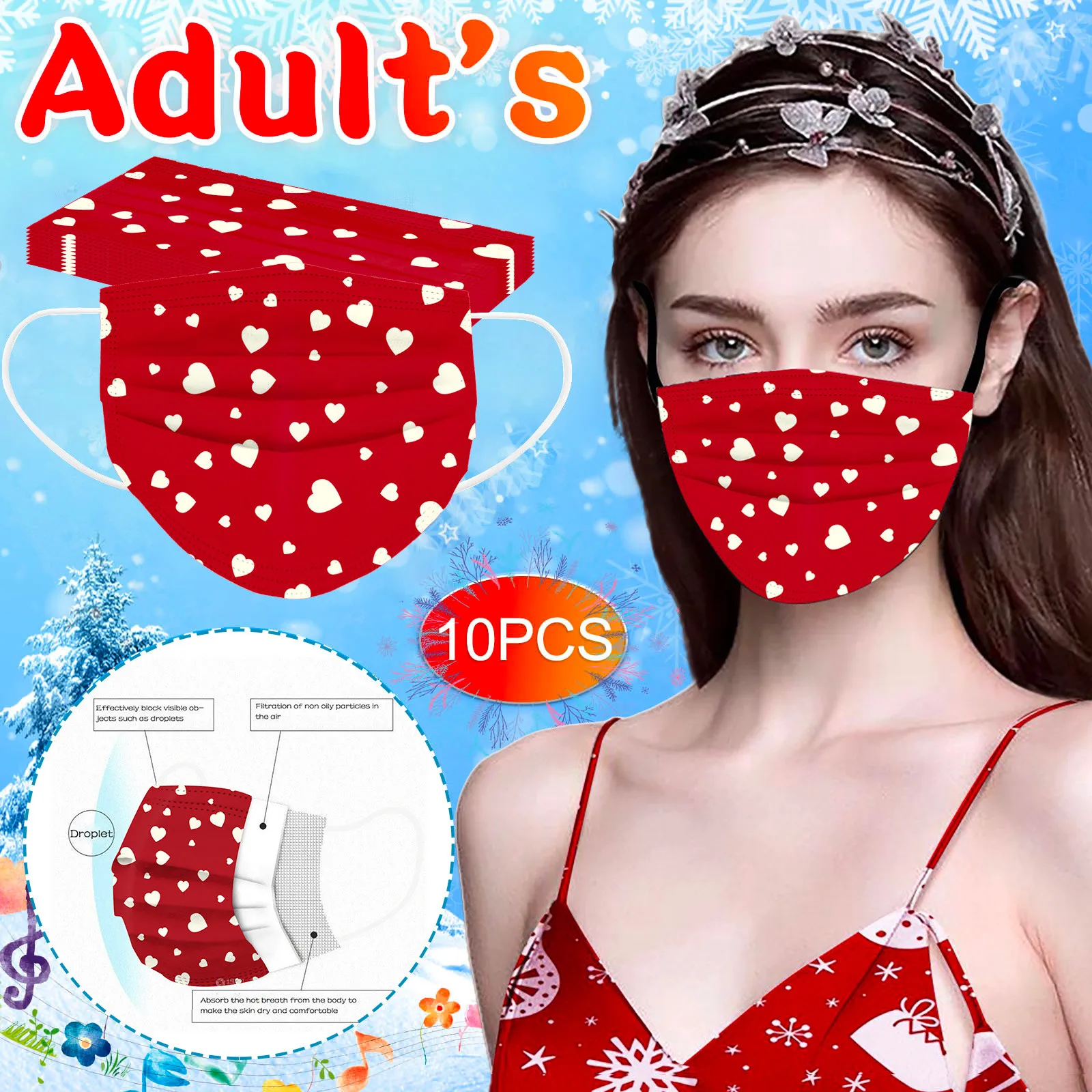 10 шт., одноразовые Кружевные маски для лица 
10 шт., одноразовые Кружевные маски для лица