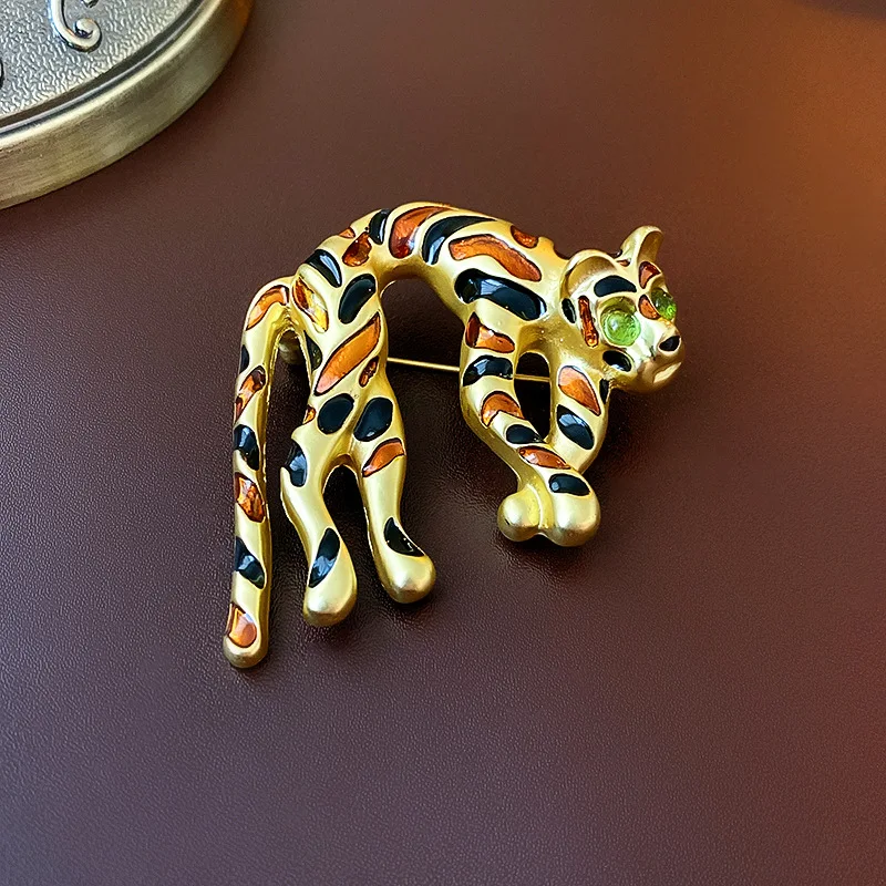 Винтажная брошь в французском стиле, персональная большая капающая масляная Заколка-Гепард, винтажная эмалированная заколка для пальто, ювелирные аксессуары