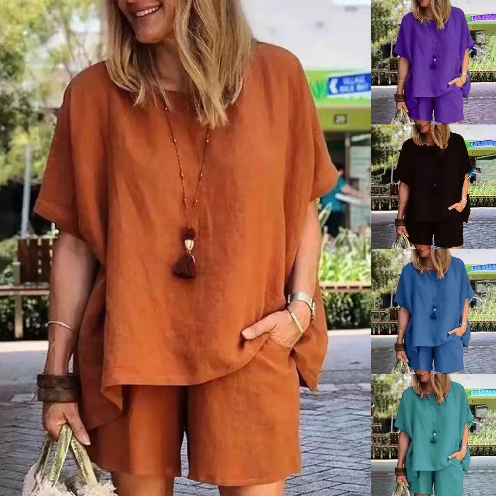 2Pcs/Set Women Outfits Plus Size Women Suit Soft Round Neck Ladies Suit Chic Pure Color Top Shorts Suit for Going Out
2Pcs/Set Women Outfits Plus Size Women Suit Soft Round Neck Ladies Suit Chic Pure Color Top Shorts Suit for Going Out