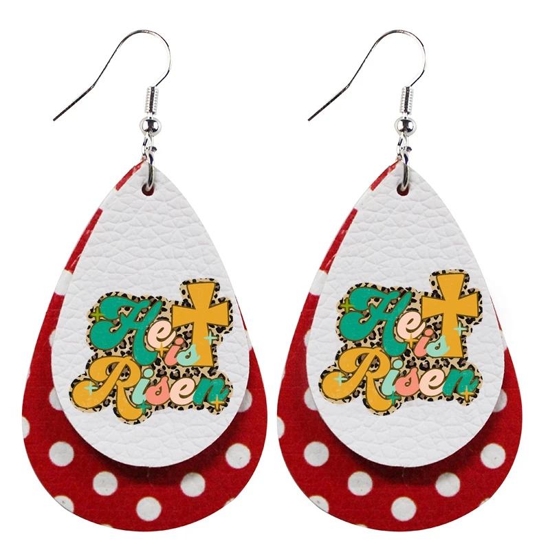 Wholesale Fashion Faux Leather He Is Risen Retro Easter Earrings Two Layers Easter Bunny Earrings
Wholesale Fashion Faux Leather He Is Risen Retro Easter Earrings Two Layers Easter Bunny Earrings
