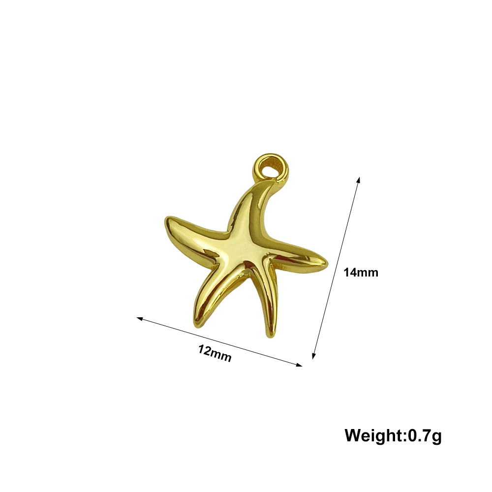 5pcs/lot 12x14mm Stainless Steel Classic Starfish Charms Gold Color Pendant for DIY Necklace Bracelet Jewelry Making Accessories
5pcs/lot 12x14mm Stainless Steel Classic Starfish Charms Gold Color Pendant for DIY Necklace Bracelet Jewelry Making Accessories