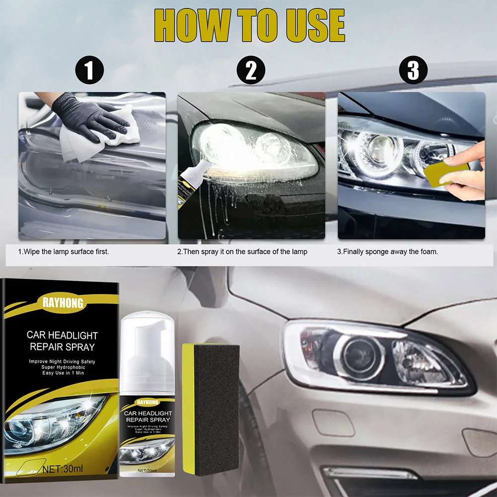 30ml Car Headlight Polishing Agent Maintenance Liquid Kit Scratch Repair Fluid Remove Vehicle Lightness Yellowing Oxidation
30ml Car Headlight Polishing Agent Maintenance Liquid Kit Scratch Repair Fluid Remove Vehicle Lightness Yellowing Oxidation