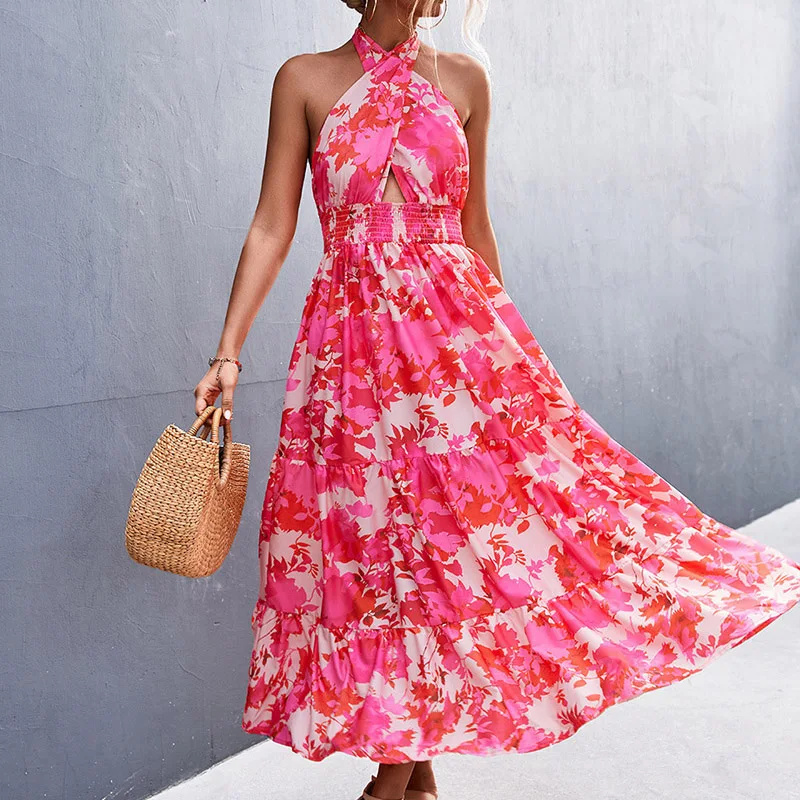 Bohemian Summer Dress Woman Halter Sleeveless Print Dresses for Women 2022 Beach Female Maxi Long Dress Backless Sundresses New 
Bohemian Summer Dress Woman Halter Sleeveless Print Dresses for Women 2022 Beach Female Maxi Long Dress Backless Sundresses New