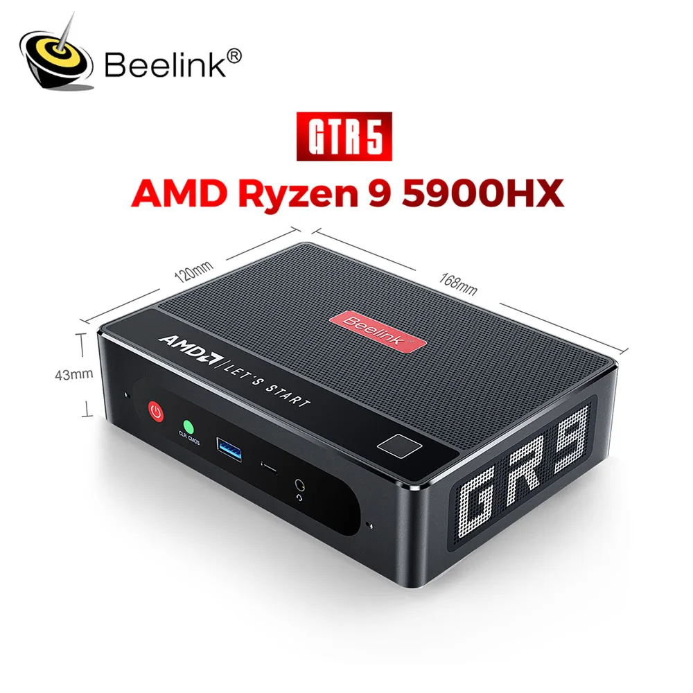 Beelink GTR5 AMD Ryzen 9 5900HX Мини ПК Windows 11 DDR4 32 ГБ ОЗУ 500 Гб SSD USB3.2 Gen2 WIFI 6 игровой компьютер с