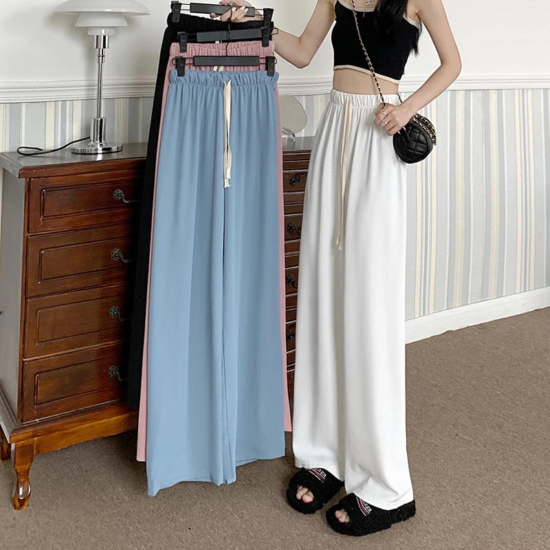 Elastic Waist Drooping Wide Leg Pants Women Casual High Waist 2022 Summer Women's Long Ice Silk Pants Pleated Loose Trousers
Elastic Waist Drooping Wide Leg Pants Women Casual High Waist 2022 Summer Women's Long Ice Silk Pants Pleated Loose Trousers