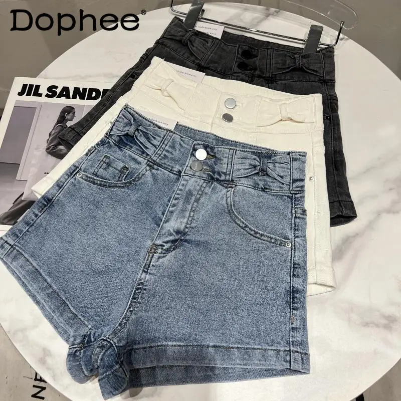 2022 Spring Summer New Bow Waist Wash Blue Denim Shorts Women High Waist Three-Point Jean Shorts Female Short Pants High Street
2022 Spring Summer New Bow Waist Wash Blue Denim Shorts Women High Waist Three-Point Jean Shorts Female Short Pants High Street