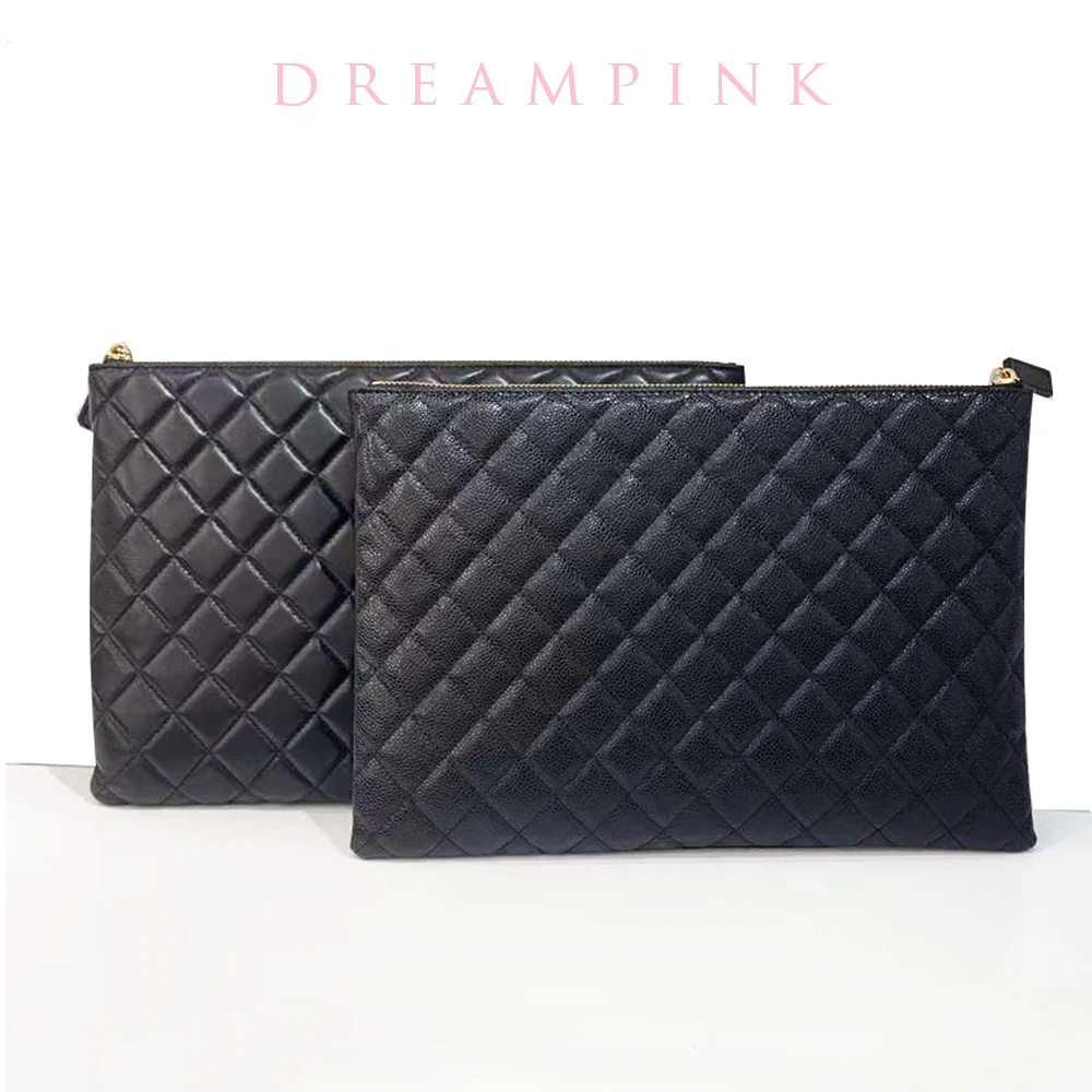 

Lambskin Caviar Luxury Women Clutch Bag Genuine Leather Quilted Diamond Large A4 Female Envelope Pouch Retro Lady Wallet Handbag