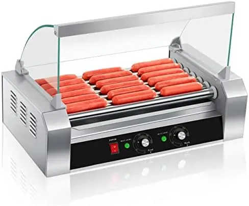 Dog Roller, 18 Hot Dog 7 Roller Grill Cooker Machine with Removable Stainless Steel Drip Tray and Glass Hood Cover, 1000-Watts,
Dog Roller, 18 Hot Dog 7 Roller Grill Cooker Machine with Removable Stainless Steel Drip Tray and Glass Hood Cover, 1000-Watts,