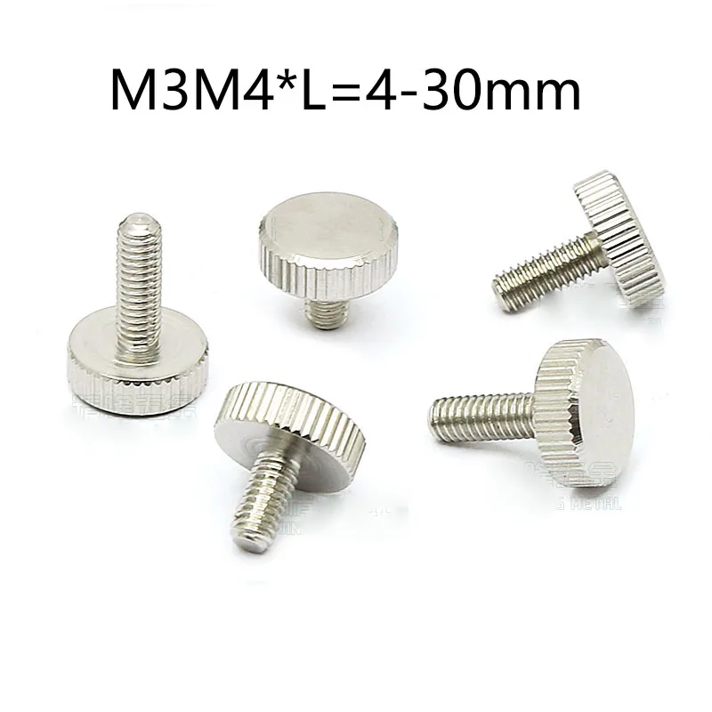 1Pcs M3M4*L=4-30mm GB835 304 Stainless Steel Knurl Flat Head Hand Tighten Thumb Screw Curtain Wall Glass Thumb Bolts
1Pcs M3M4*L=4-30mm GB835 304 Stainless Steel Knurl Flat Head Hand Tighten Thumb Screw Curtain Wall Glass Thumb Bolts