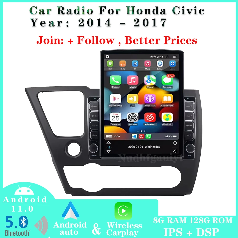 Nudhfgauiyt Tesla Style Android 11 Car Radio For Honda Civic Car DVD Multimedia Player Auto GPS Navigation Stereo GPS 2013-2017
Nudhfgauiyt Tesla Style Android 11 Car Radio For Honda Civic Car DVD Multimedia Player Auto GPS Navigation Stereo GPS 2013-2017
