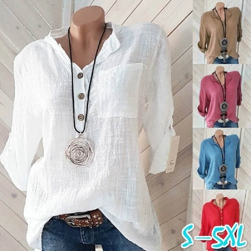 Oversized Shirts Women Blouses Cotton Linen Blouse Spring Casual Long Sleeve Office V Neck Shirt Loose Lady Tops Plus Size S-5XL
Oversized Shirts Women Blouses Cotton Linen Blouse Spring Casual Long Sleeve Office V Neck Shirt Loose Lady Tops Plus Size S-5XL