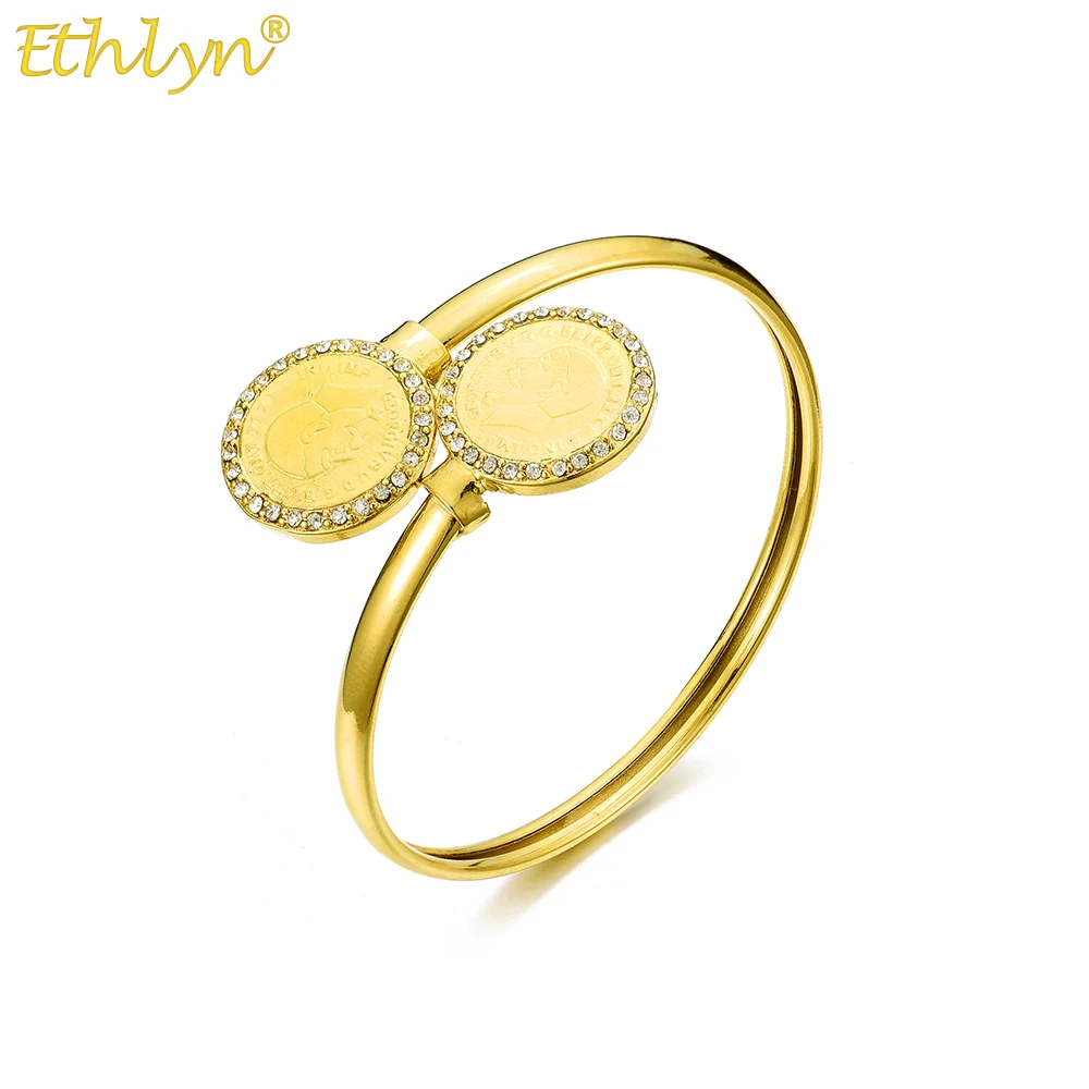 Ethlyn Gold Color Coins Jewelry Vintage George V Portrait Charms Bangle for Women Fashion Jewelry Accessories MY452
Ethlyn Gold Color Coins Jewelry Vintage George V Portrait Charms Bangle for Women Fashion Jewelry Accessories MY452