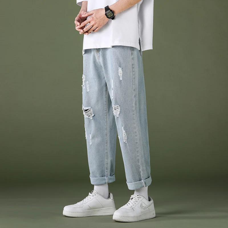 Version Of Ins Hip-hop High Street Old Ripped Straight Jeans Men Casual Wild Loose Wide-leg Trousers
Version Of Ins Hip-hop High Street Old Ripped Straight Jeans Men Casual Wild Loose Wide-leg Trousers