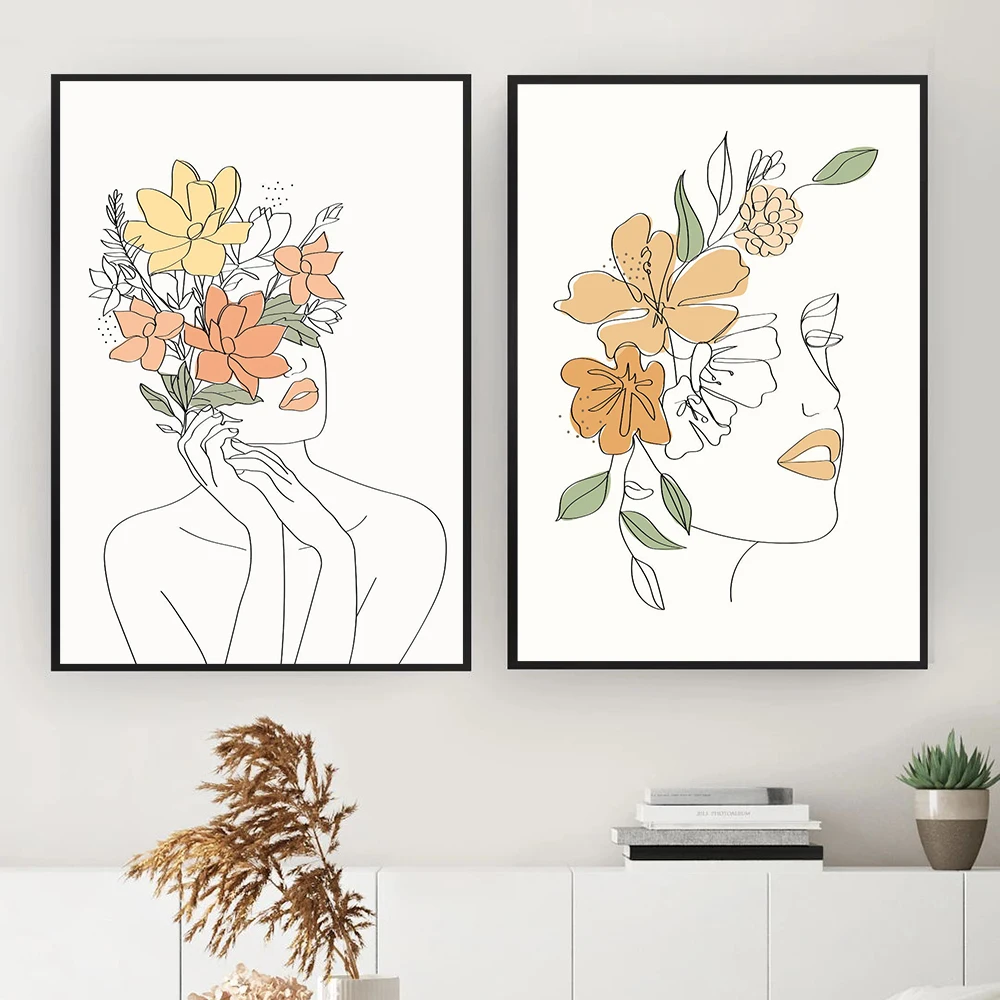Minimalist Wall Art Canvas Painting Nordic Abstract Flower Head Girl Line Posters And Prints Wall Pictures For Living Room Decor 
Minimalist Wall Art Canvas Painting Nordic Abstract Flower Head Girl Line Posters And Prints Wall Pictures For Living Room Decor