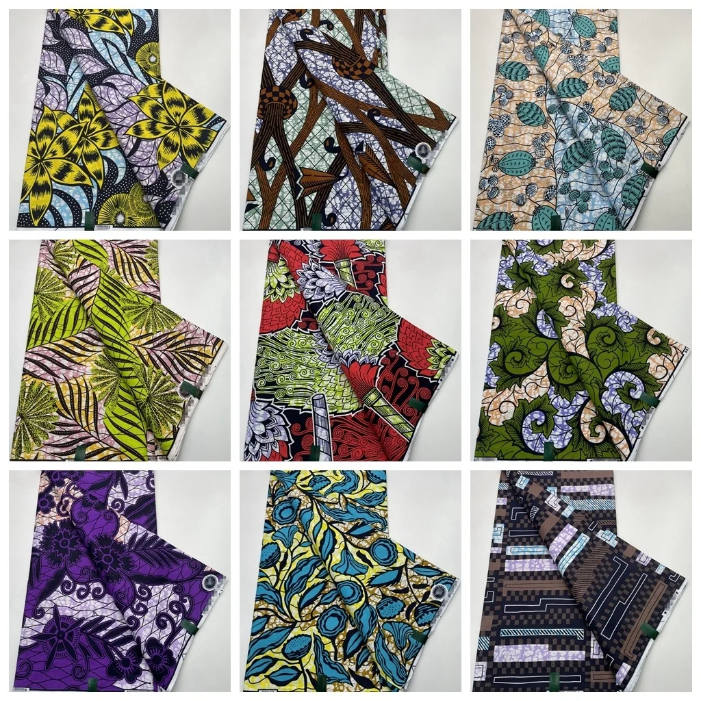

2023 Высококачественная африканская ткань из 100% хлопка, нигерийские принты, ткань из воска Анкары, настоящий воск из Ганы для вечернего платья, 6 ярдов
