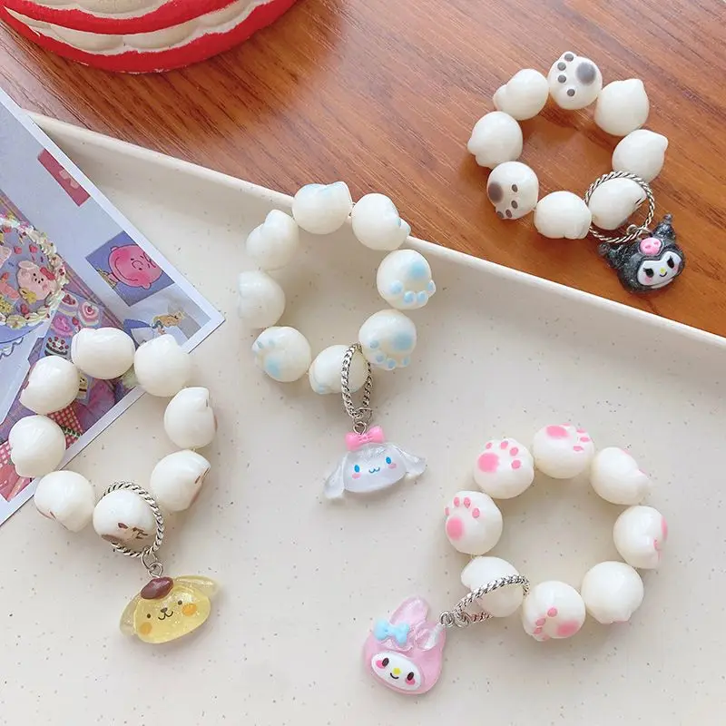 

Sanrio Imitation Linden Cat's Paw Twisted Beads Pompom Purin Kuromi Mymelody Cinnamoroll Sweet Cute Cartoon Girlfriends Jewelry