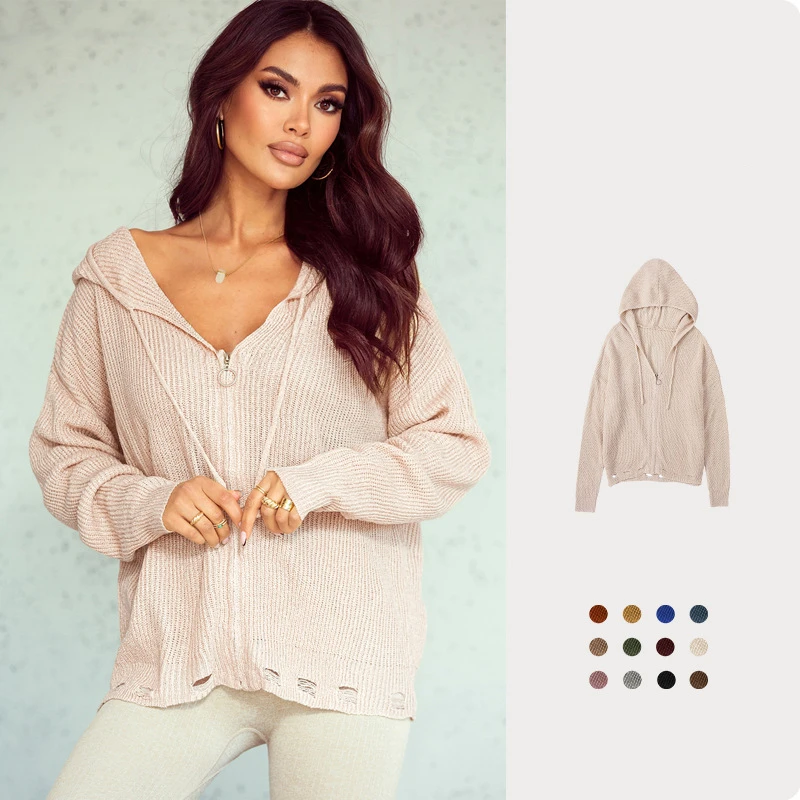Autumn and Winter Women's Sweater Coat New Solid Color Short Loose-Fitting Coat Top Hooded Knit Cardigan Sweater Women
Autumn and Winter Women's Sweater Coat New Solid Color Short Loose-Fitting Coat Top Hooded Knit Cardigan Sweater Women