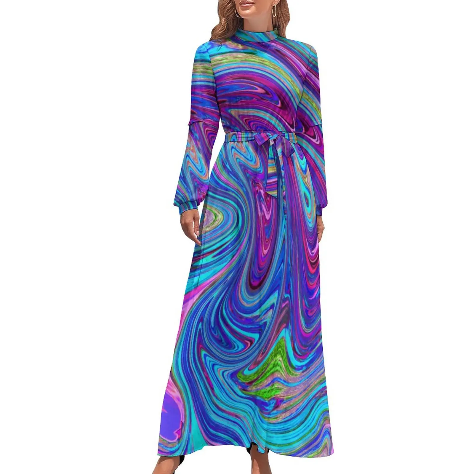 Retro 60s Art Dress Groovy Liquid Abstract Sexy Printed Maxi Dress High Waist Long Sleeve Stylish Bohemia Long Dresses
Retro 60s Art Dress Groovy Liquid Abstract Sexy Printed Maxi Dress High Waist Long Sleeve Stylish Bohemia Long Dresses