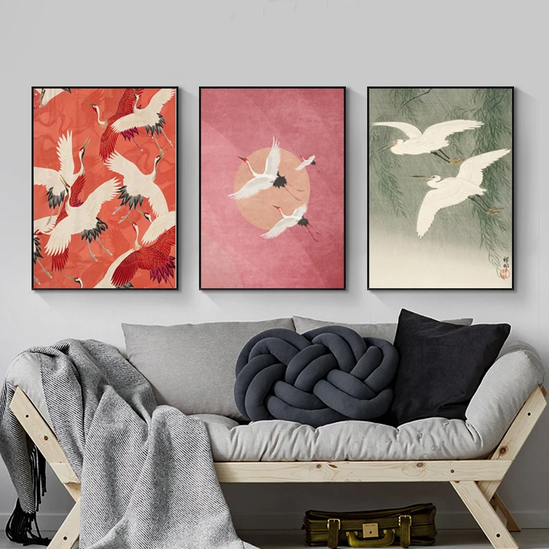 Flying Crane Pink Sky and Sun Art Canvas Painting Birds Poster Japanese Style Decorative Living Room Home Wall Painting Unframe
Flying Crane Pink Sky and Sun Art Canvas Painting Birds Poster Japanese Style Decorative Living Room Home Wall Painting Unframe