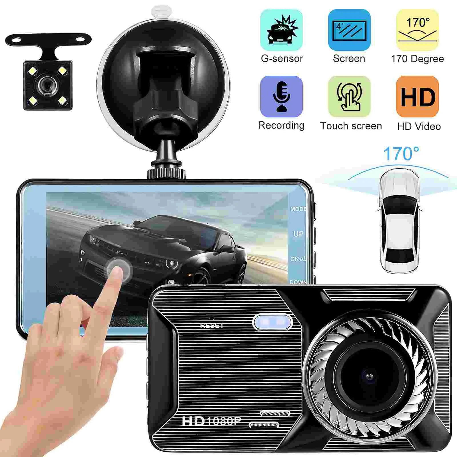 1 Pc Wide Angle Touch Screen 1080P Dual Lens Recording Dash Cam Front And Rear Car DVR Recorder Car DVR Recorder
1 Pc Wide Angle Touch Screen 1080P Dual Lens Recording Dash Cam Front And Rear Car DVR Recorder Car DVR Recorder