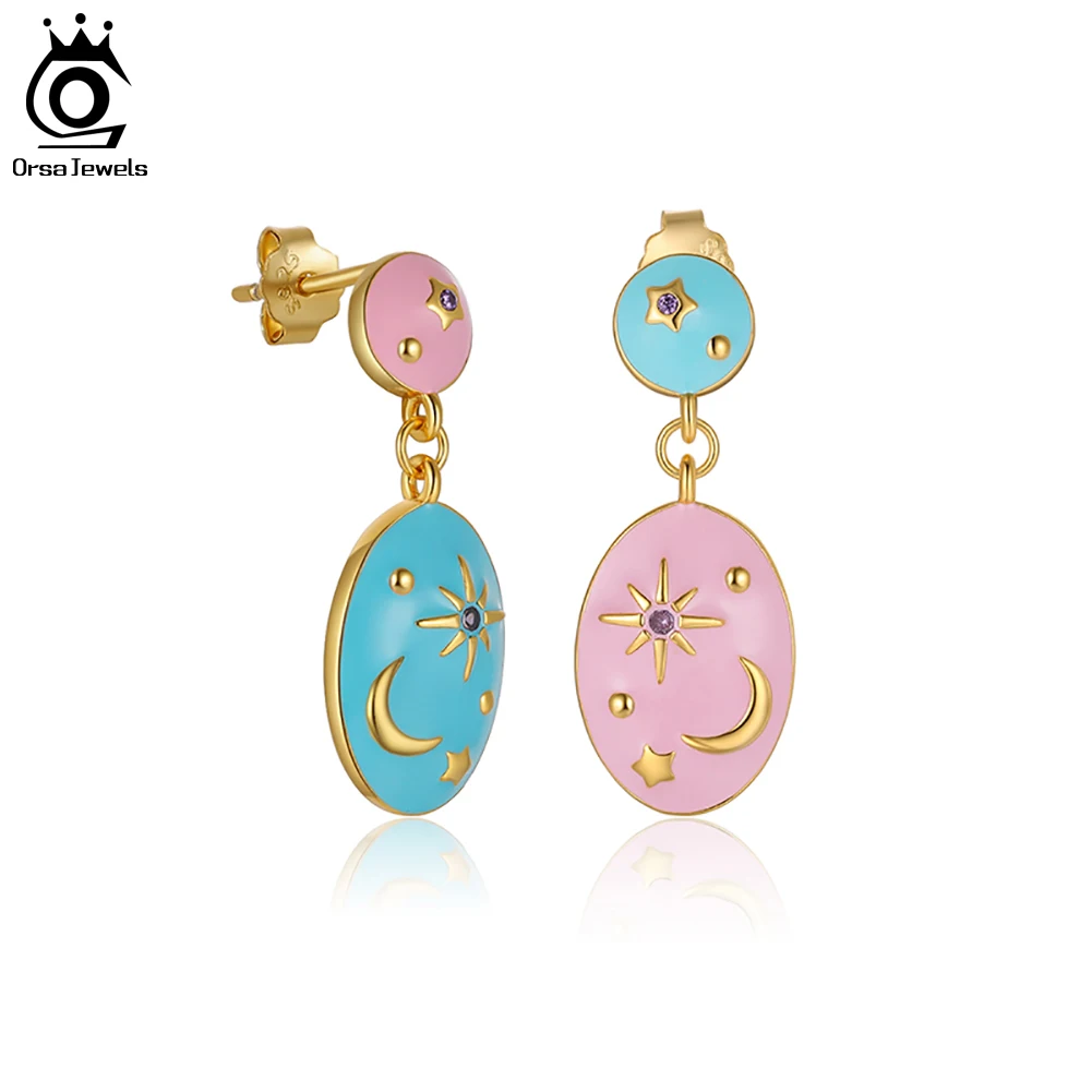 ORSA JEWELS 925 Sterling Silver Creative Enamel Stud Earrings for Women 14K Gold Plated Elegant Earings Fine Jewelry Gift EQE45
ORSA JEWELS 925 Sterling Silver Creative Enamel Stud Earrings for Women 14K Gold Plated Elegant Earings Fine Jewelry Gift EQE45