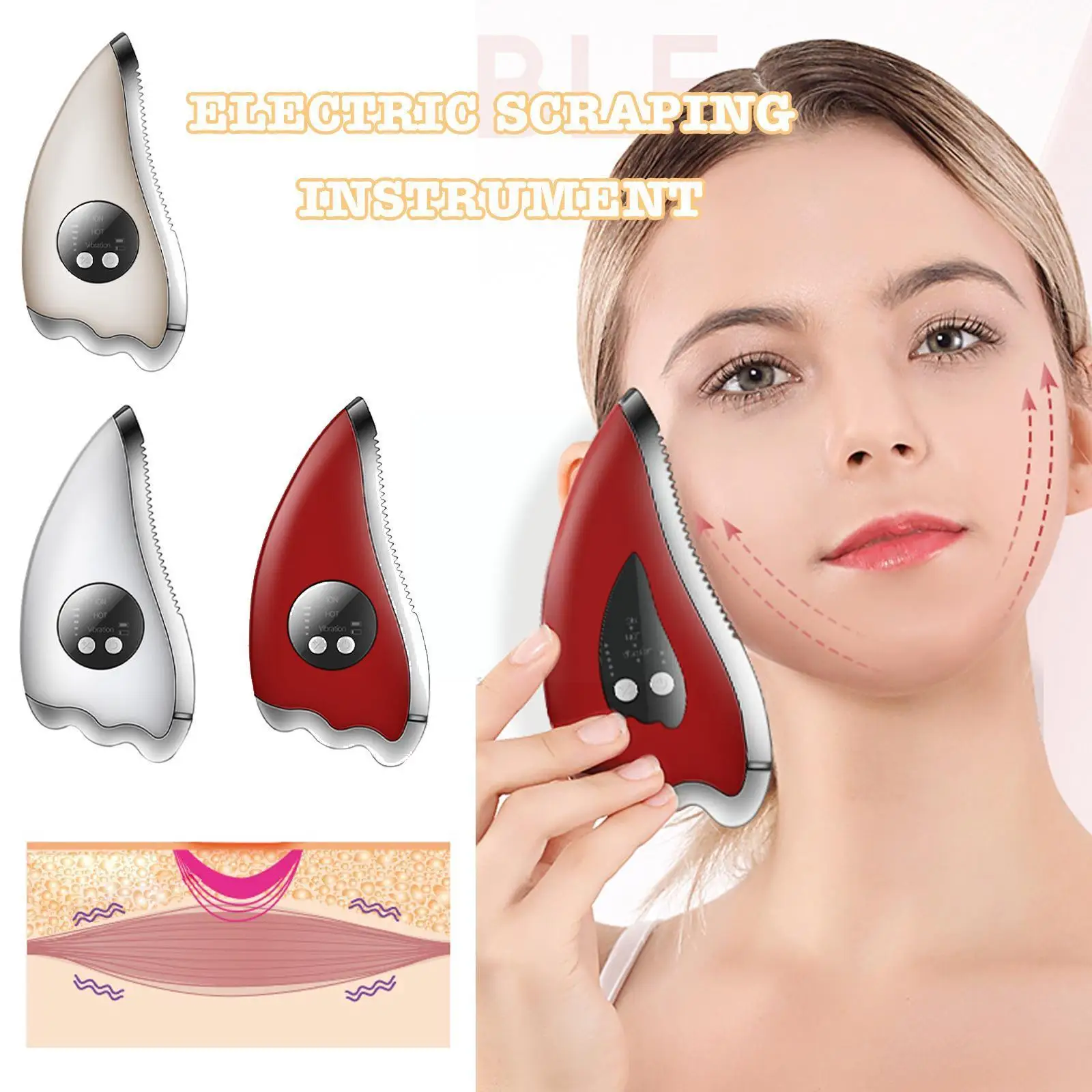3Colors Electric Scraping Instrument Scraping Face IntroductionVibration Scraping Female Micro-current Warming Beauty Board O9V1
3Colors Electric Scraping Instrument Scraping Face IntroductionVibration Scraping Female Micro-current Warming Beauty Board O9V1