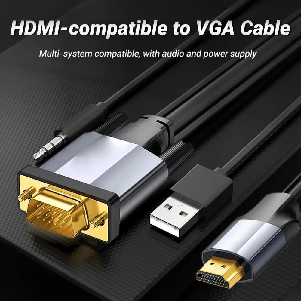 HDMI-compatible to VGA Adapter Cable Gold-plated HDMI-compatible to VGA Video Converter Cord with 3.5mm Audio Cord for Laptop
HDMI-compatible to VGA Adapter Cable Gold-plated HDMI-compatible to VGA Video Converter Cord with 3.5mm Audio Cord for Laptop