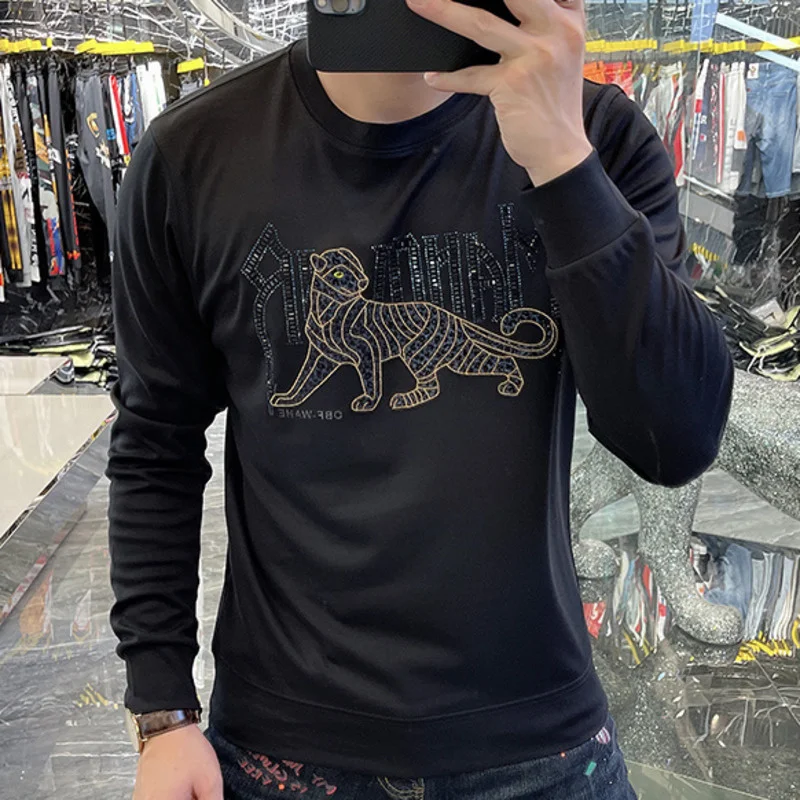 High Quality Leopard Rhinestones Tee Shirt Homme Men's Long Sleeve Casual Top Mens Vetement Homme Spring Club Party Wear
High Quality Leopard Rhinestones Tee Shirt Homme Men's Long Sleeve Casual Top Mens Vetement Homme Spring Club Party Wear