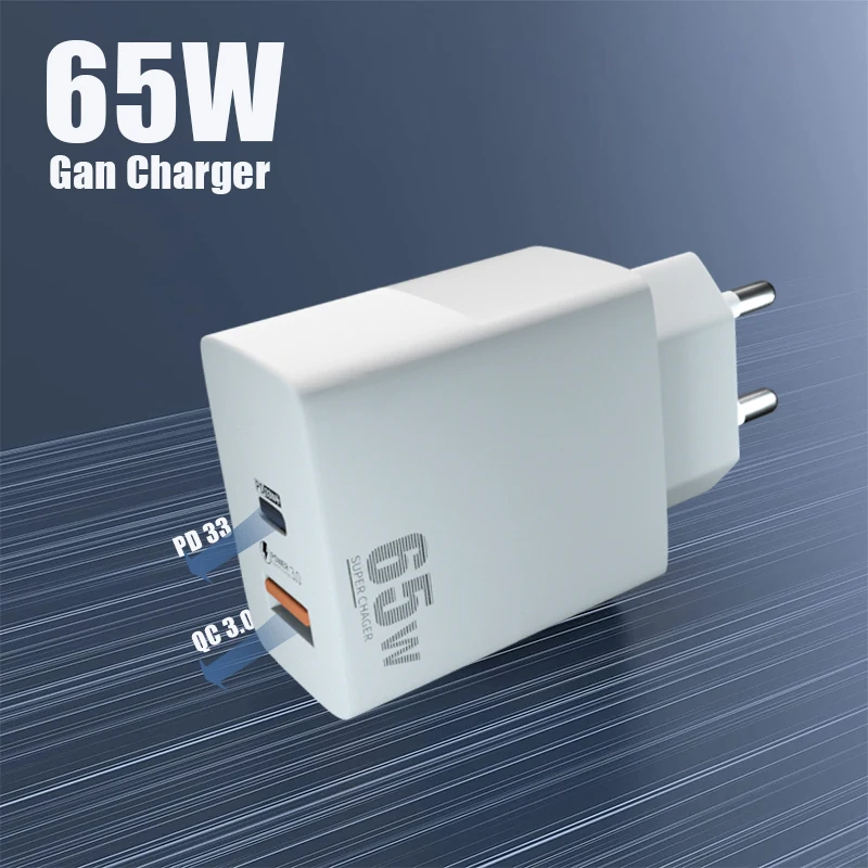 

Gan Charger 65W 2 Ports USB C Wall Charger PD 33W Fast Charging for iPhone 13 12 pro max 11 Xiaomi Samsung OnePlus MacBook iPad