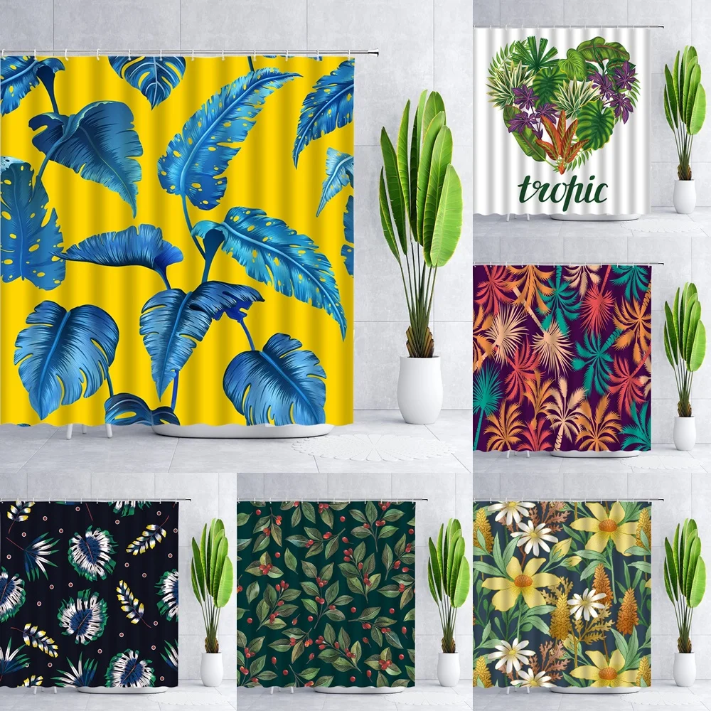 Tropical Shower Curtain Modern Yellow Blue Palm Leaves Plant Flower Bath Curtains Fabric Cloth Bathroom Decor Screen Sets Home
Tropical Shower Curtain Modern Yellow Blue Palm Leaves Plant Flower Bath Curtains Fabric Cloth Bathroom Decor Screen Sets Home