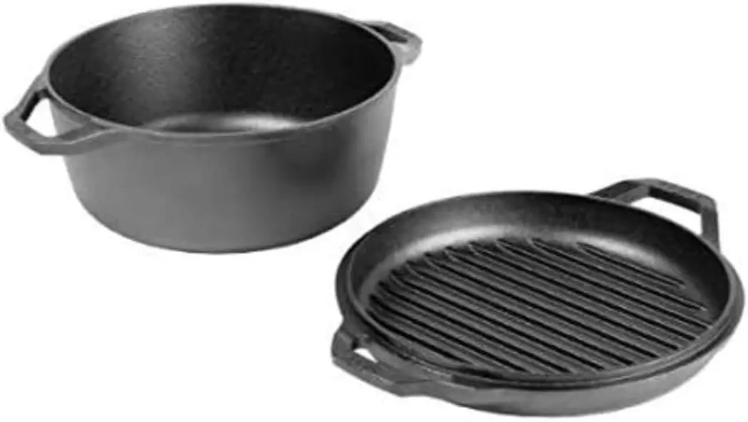 Collection 6 Quart Cast Iron Double Dutch Oven. Seasoned and Ready for the Kitchen or Campfire. Cover Converts to a Grill Pan fo
Collection 6 Quart Cast Iron Double Dutch Oven. Seasoned and Ready for the Kitchen or Campfire. Cover Converts to a Grill Pan fo