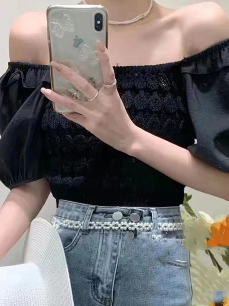 Casual Knitwear 2022 Summer New Chiffon Stitching Short Knitwear Short Sleeve Top Fashion Women's Clothing
Casual Knitwear 2022 Summer New Chiffon Stitching Short Knitwear Short Sleeve Top Fashion Women's Clothing